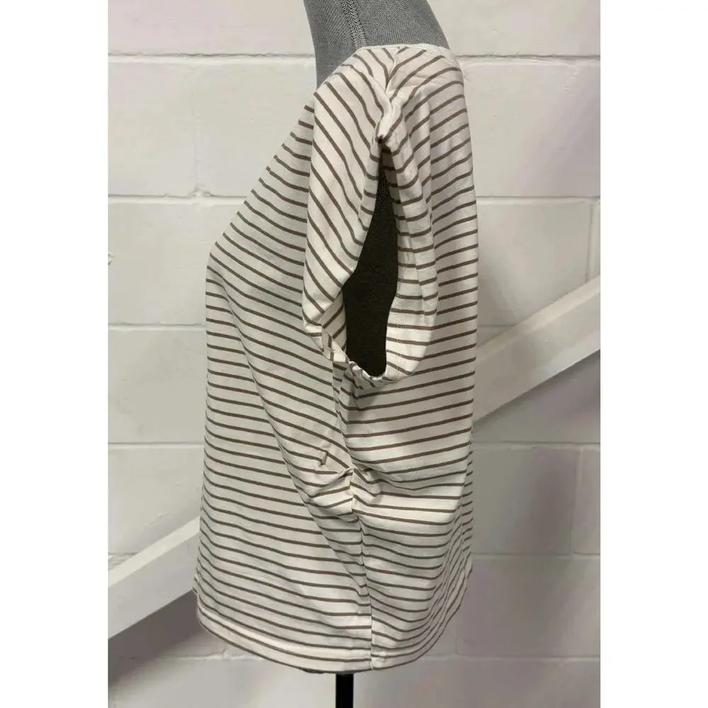 Anthropologie Pistola Trina Muscle Tee Sable Striped Boxy Fit Crew Neck Small - Picture 5 of 8